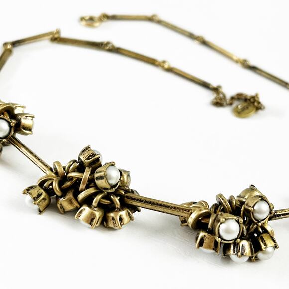 LOFT Crystal and Pearl Cluster Necklace - Picture 4 of 7